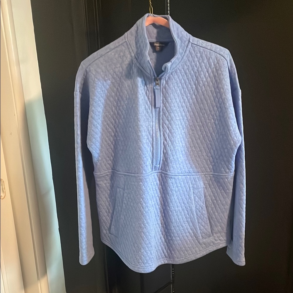 Eddie Bauer Blue Quilted Zip Up Top